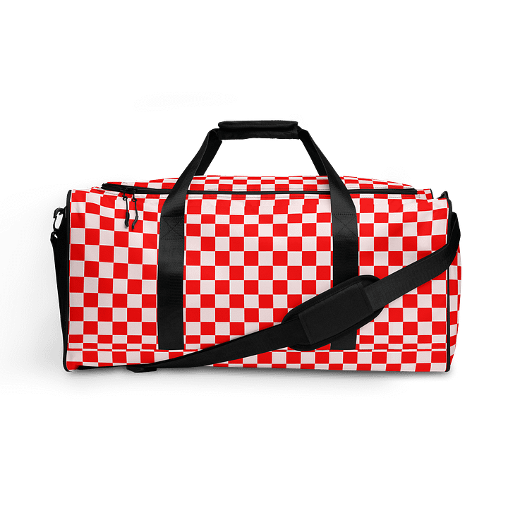 Checkered! Red and White Checkers Duffel Bag product image (1)