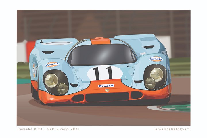 "Porsche 917K - Gulf Livery" Original Artwork Print product image (1)