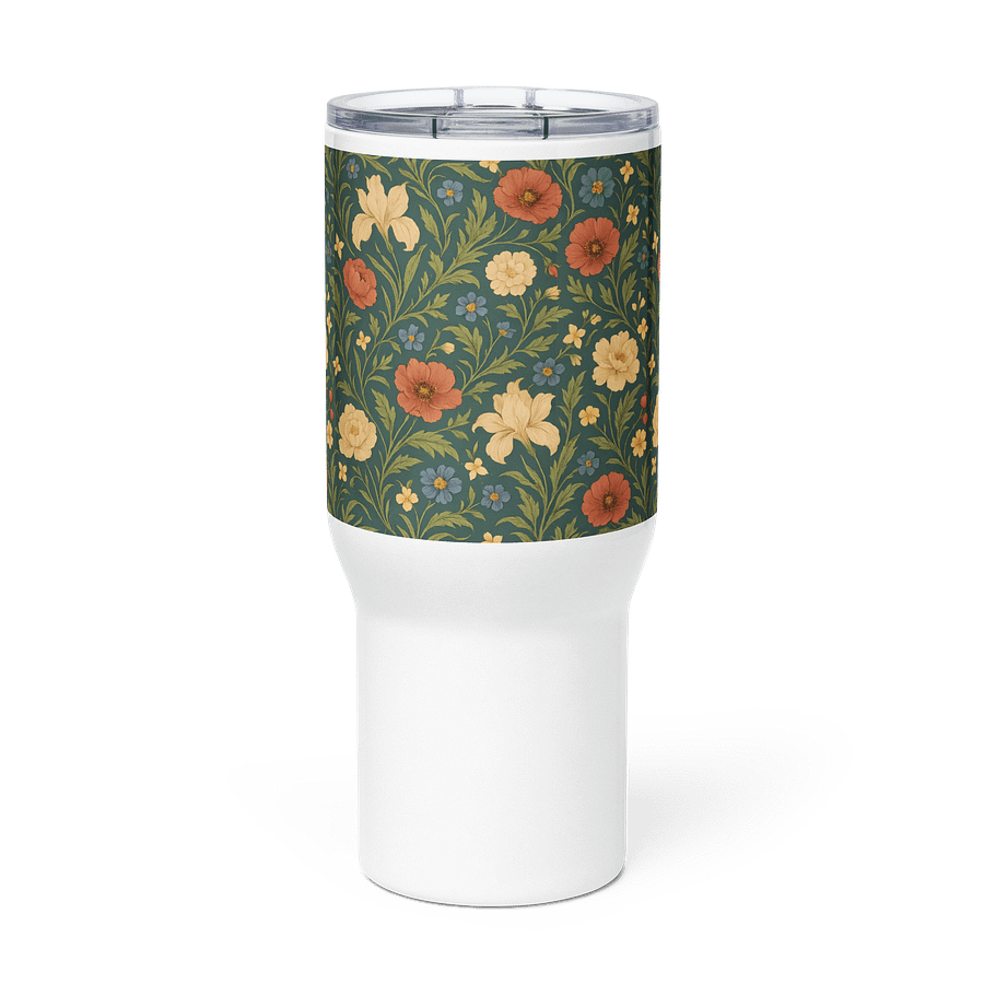Vintage Marigold and Wildflower Floral Travel Mug – 25oz & 40oz Coffee Tumbler with Handle for Commuters, Road Trips, and Everyday Use product image (3)