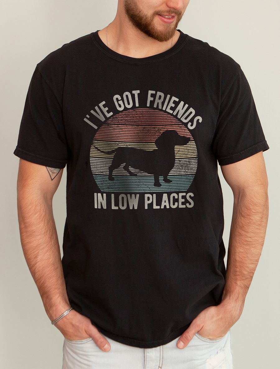 I've Got Friends in Low Places Dachshund T-Shirt | Funny Vintage-Style T-Shirt for Wiener Pawrents product image (1)