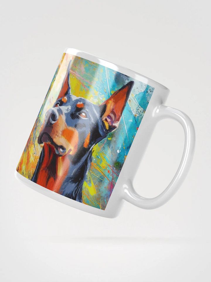 Doberman Oil Painting on Colorful Abstract Background Coffee Mug product image (2)