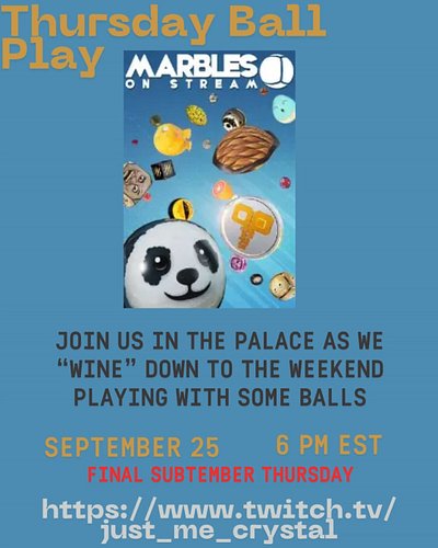 SubTember Time! Thursday Ball Play! !linktree !roster !com !donate #Thankful #T.E.A.M. 2025, Crystallite Elevation Activated!...