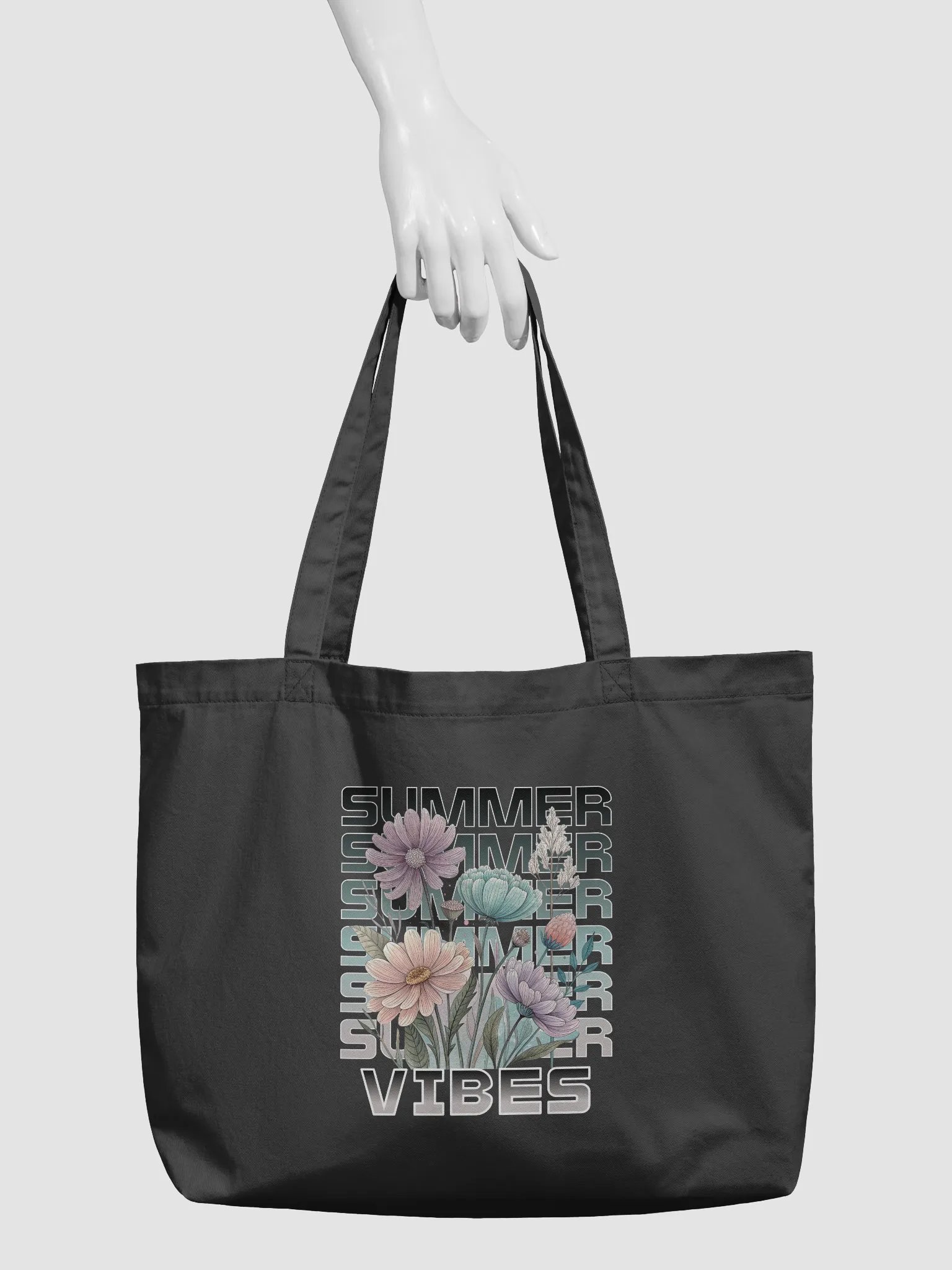 Summer Vibes Boho Flowers Floral Organic Tote Bag product image (3)