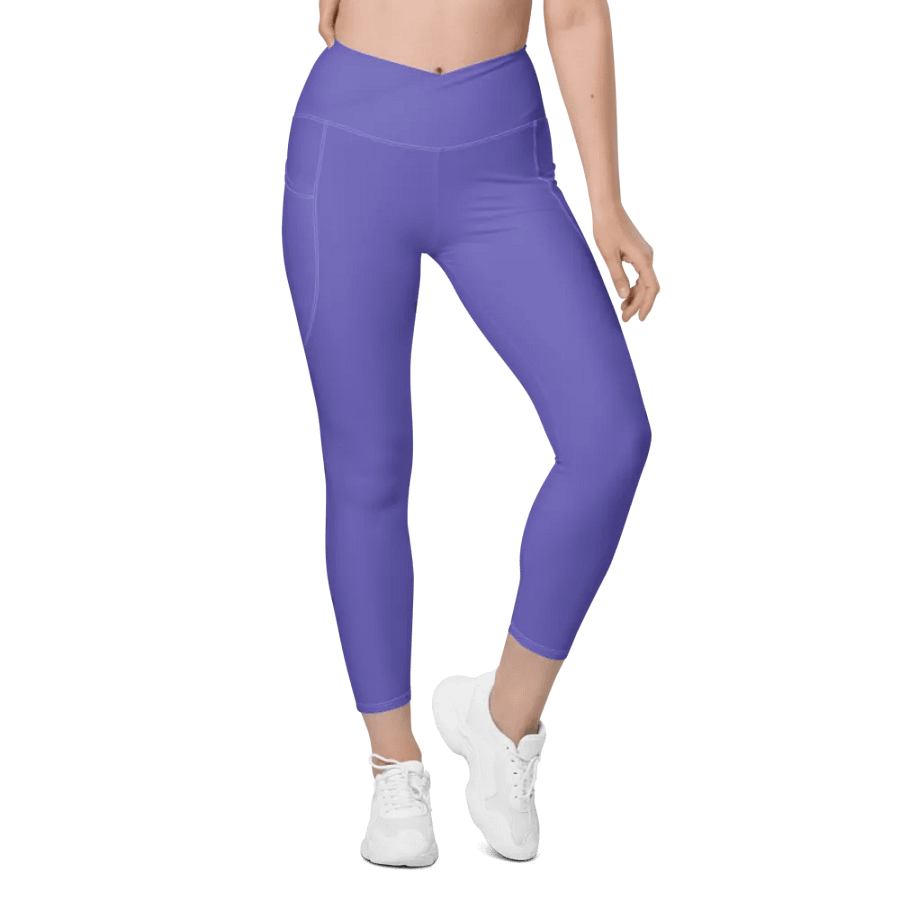 Plain Purple Light Summer Women's High Waisted Premium Crossover Leggings with Pockets by Treasure Pie product image (2)