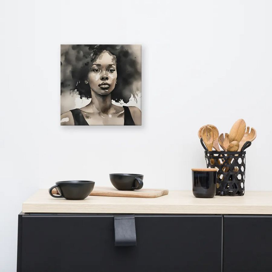 Young Black Woman Watercolour Portrait Wall Art product image (9)