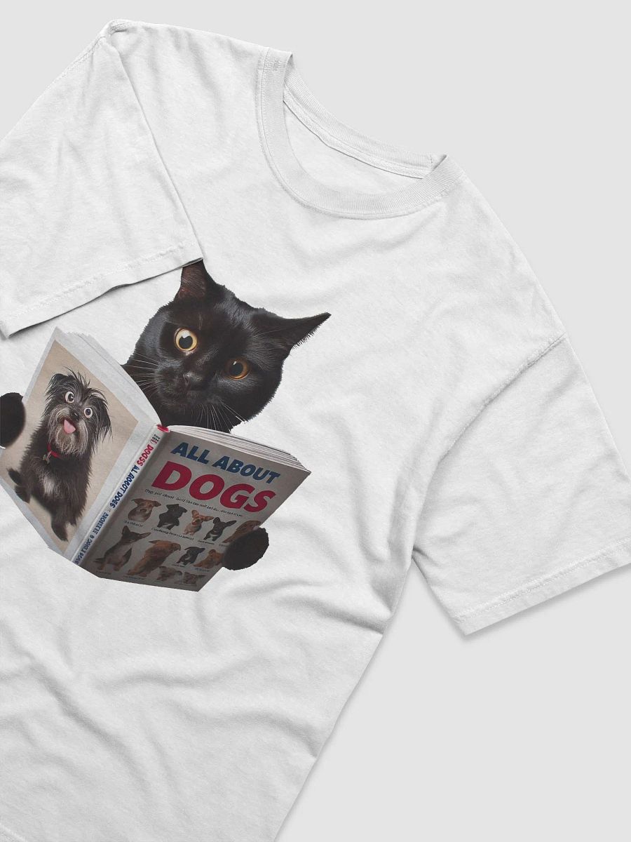 Cat Reading a Book About Dogs #Humorous Tee - White - T-Shirt product image (3)