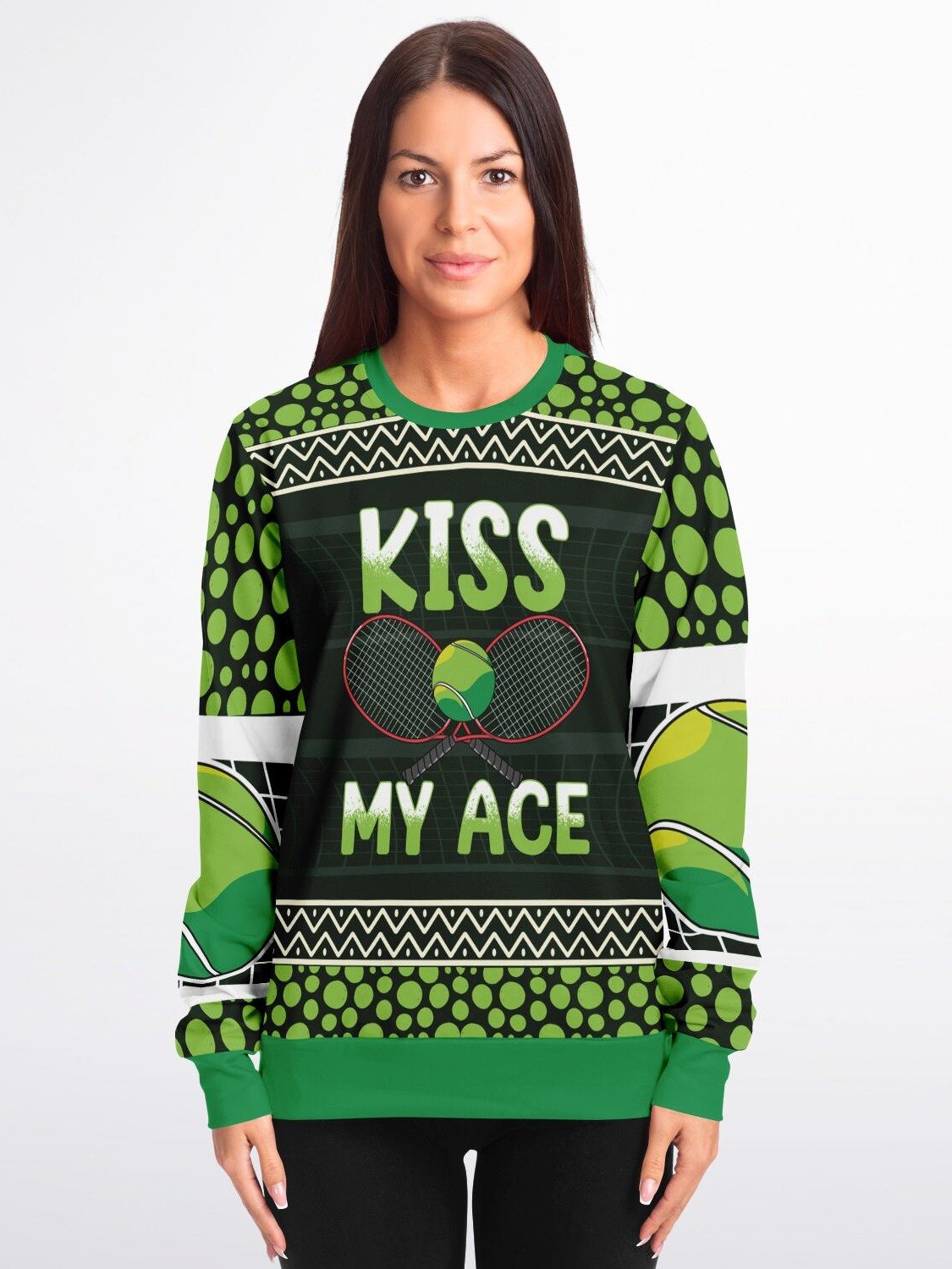 "Kiss My Ace" Tennis Christmas Sweater | Funny Sports Holiday Sweatshirt | Tennis Player Gift | Athletic Winter Outfit product image (3)