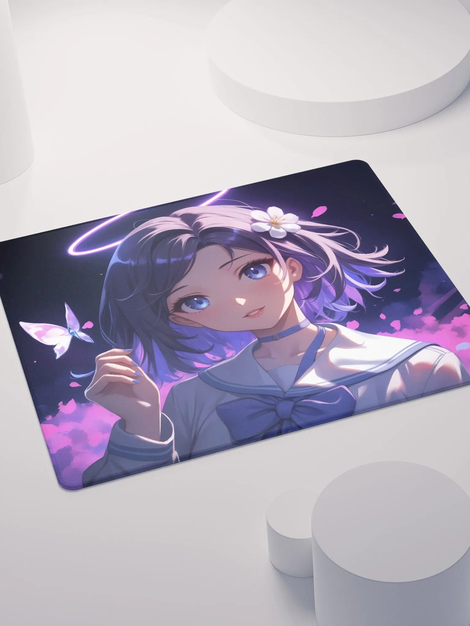 Cute Anime girl with a butterfly gaming mouse pad product image (4)