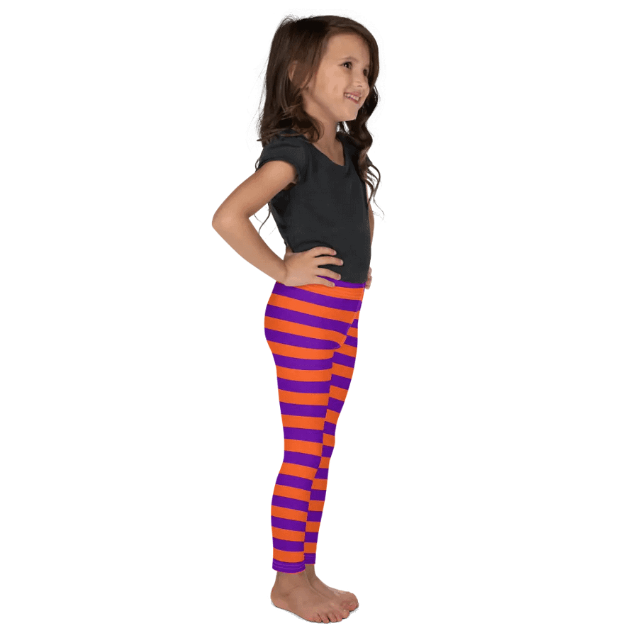 Striped Purple and Orange Kids Leggings product image (6)