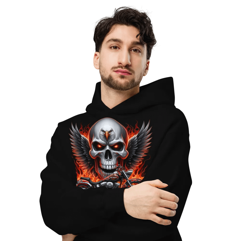 Eagle Skull Motorcycle Oversized Hoodie #21 product image (6)