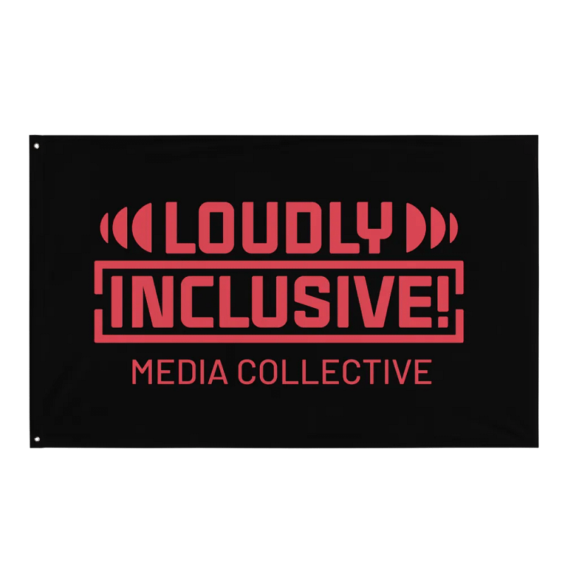 Black and Vibrant Pink Logo Flag