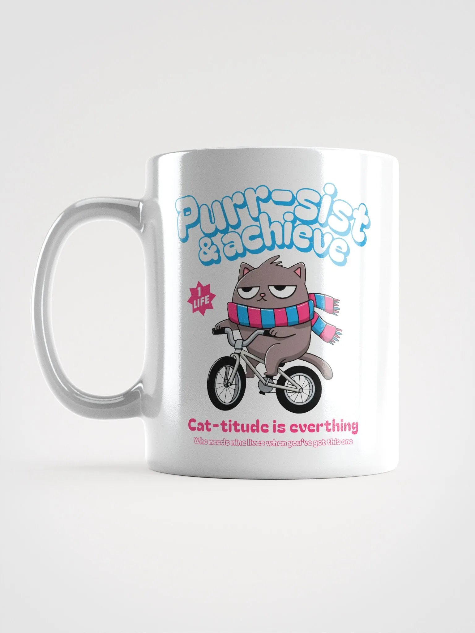 Purr-sist & Achieve - Mug Cute Cat Bike Design product image (16)