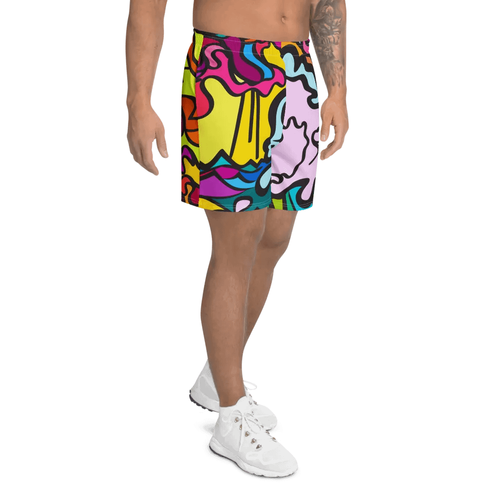 Vivid Swirls Athletic Long Shorts - Wave at Sunset product image (2)