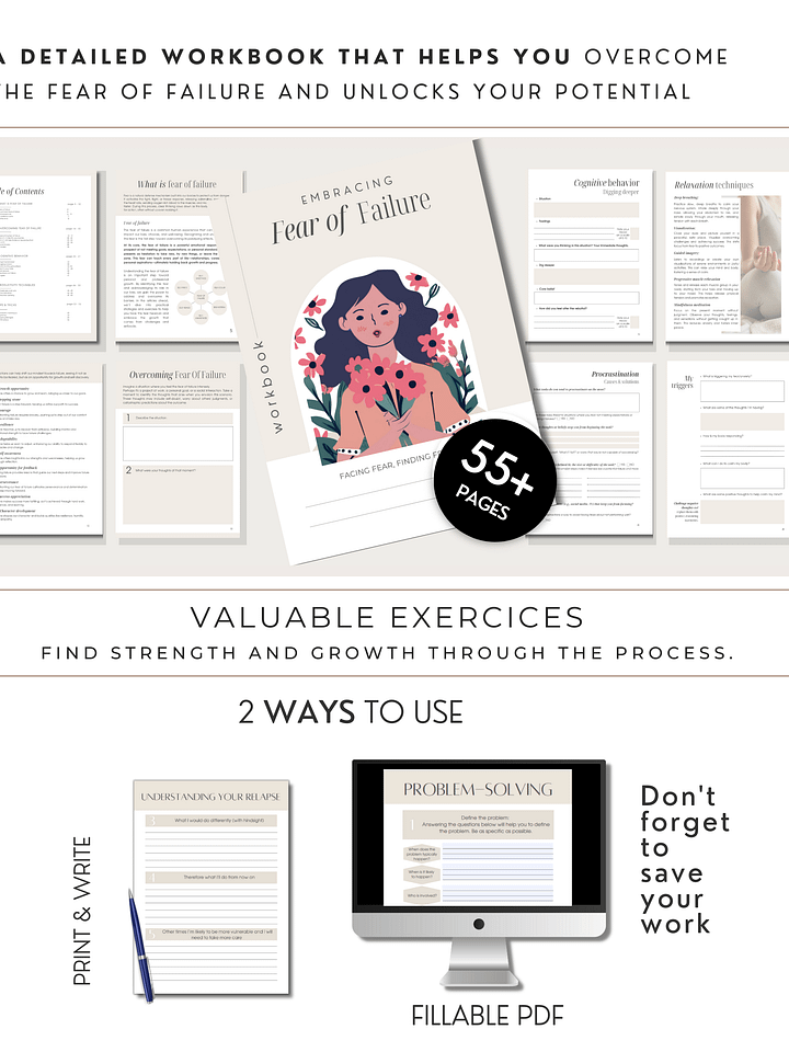 Fear Of Failure Workbook - Printable and Fillable PDF Instant Download product image (2)