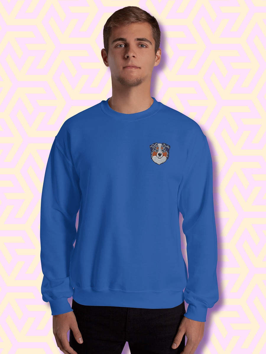 Whimsical Australian Shepherd Dog Face Crewneck Sweatshirt product image (3)