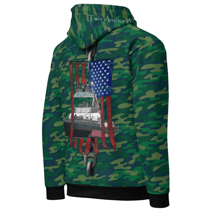 Teal Camouflage Chain Athena Tug & CE Flage Hoodie product image (9)