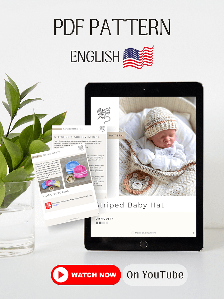 Crochet Pattern: Striped Baby Hat product image (2)