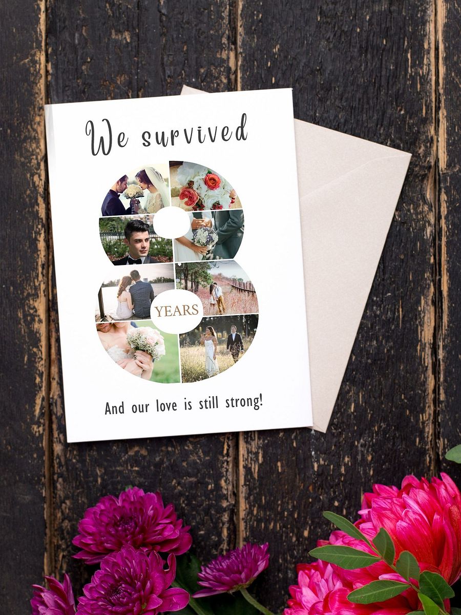 8 Year Anniversary Photo Card Editable Canva Template product image (3)