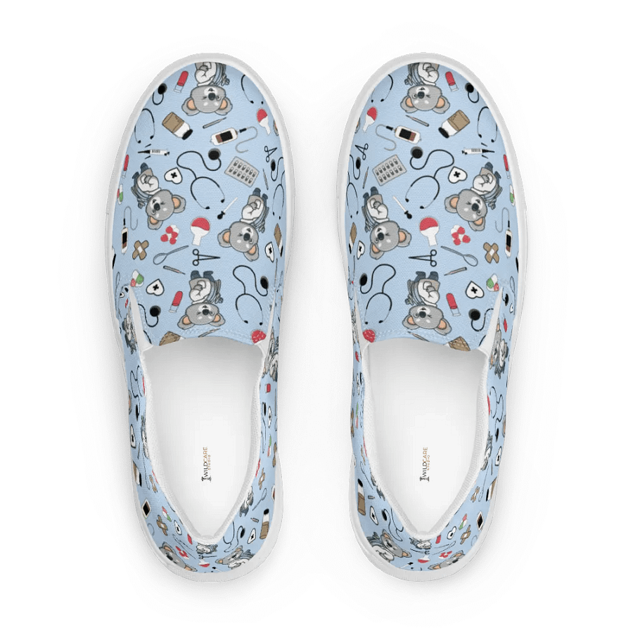 Cute Medical Koala Slip-On Canvas Shoes (Blue) product image (5)