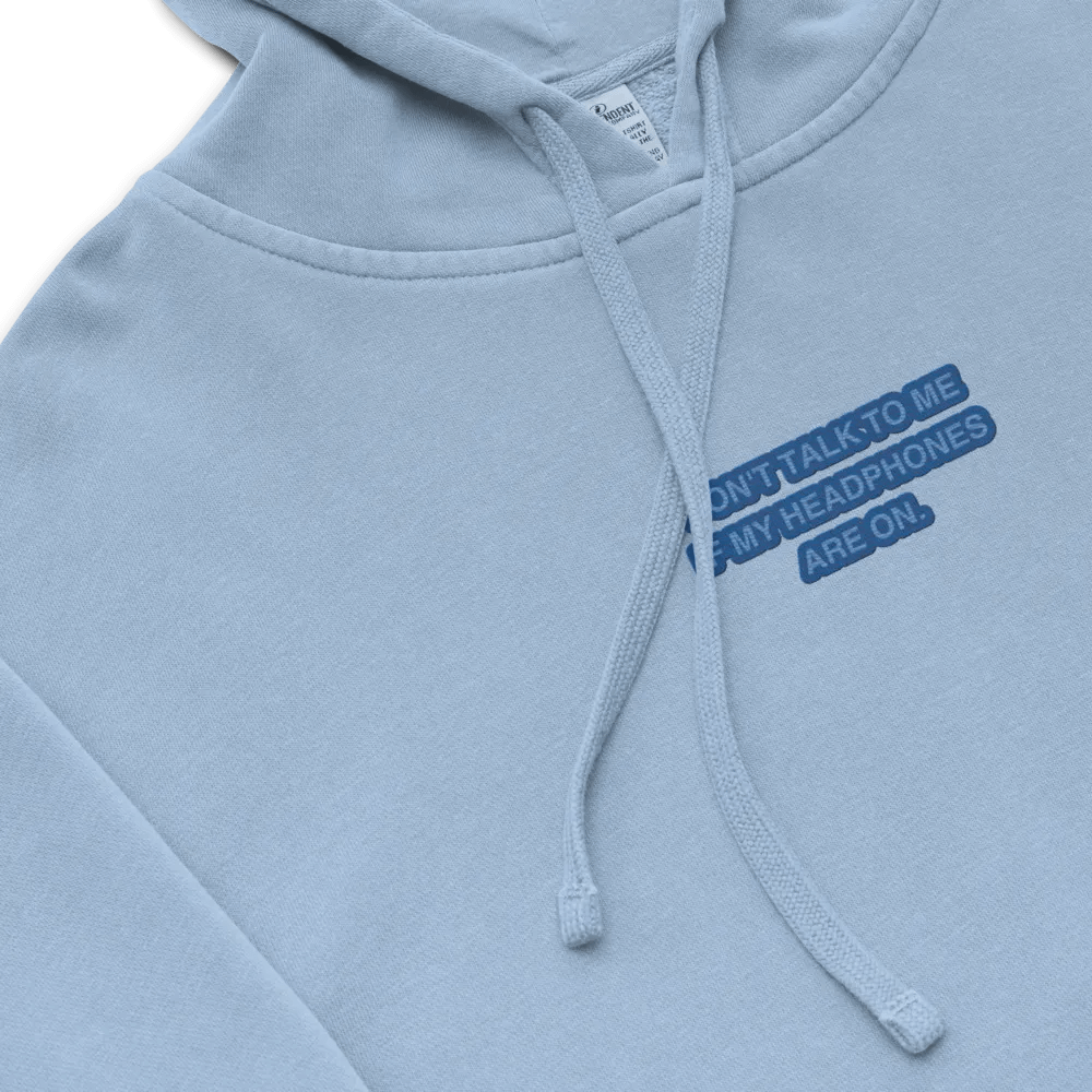 HEADPHONES ON (creek design) embroidered pigment hoodie product image (1)