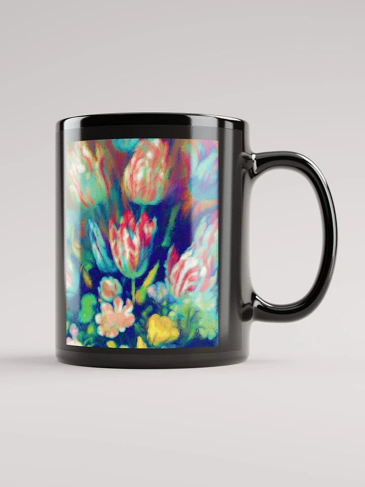Digital Pastel Tulips Black Coffee Mug product image (1)