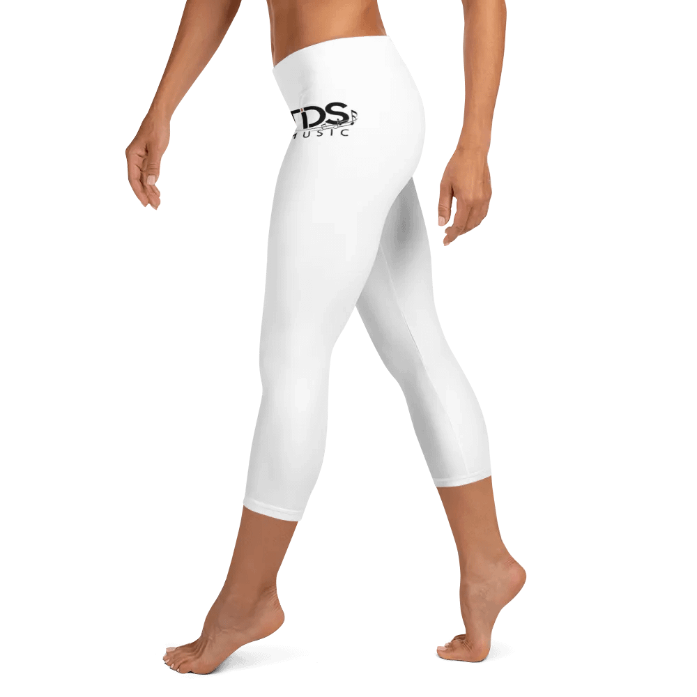 TDS Music Women's Capri Leggings - White with Musical Note Logo product image (8)