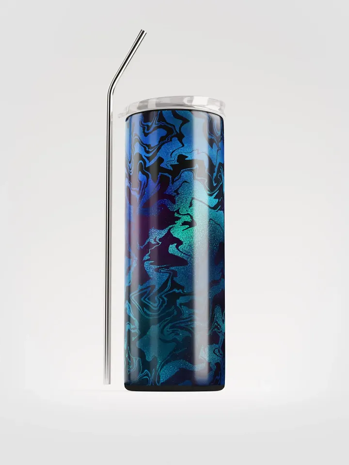 Explore Cosmic Delights with our Blue Galaxy Print Stainless Steel Tumbler | Eco-Friendly 20 oz Tumbler with Reusable Straw product image (1)