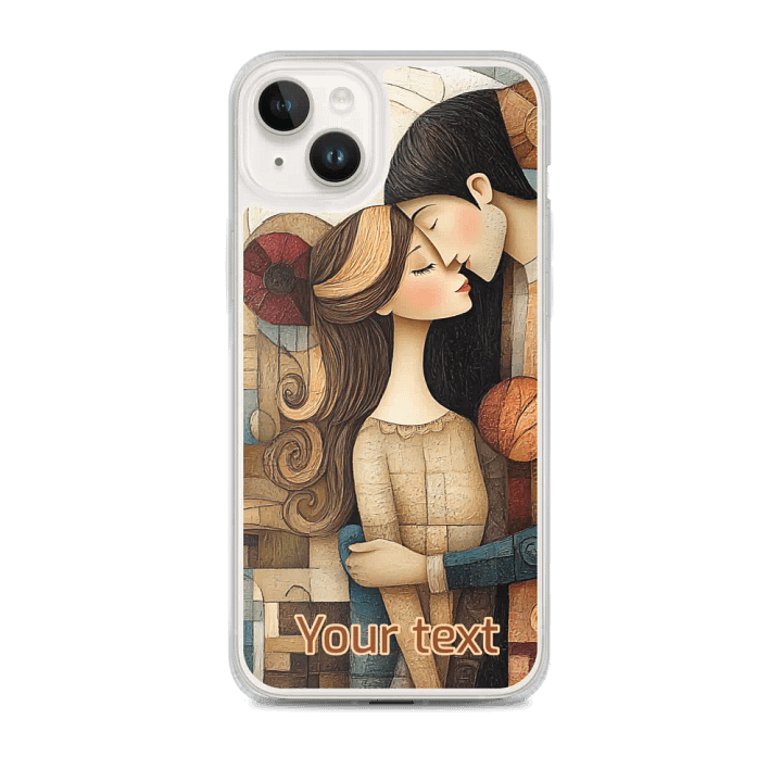cubist landscape paintings with an in-love couple Custom iPhone® Case product image (1)