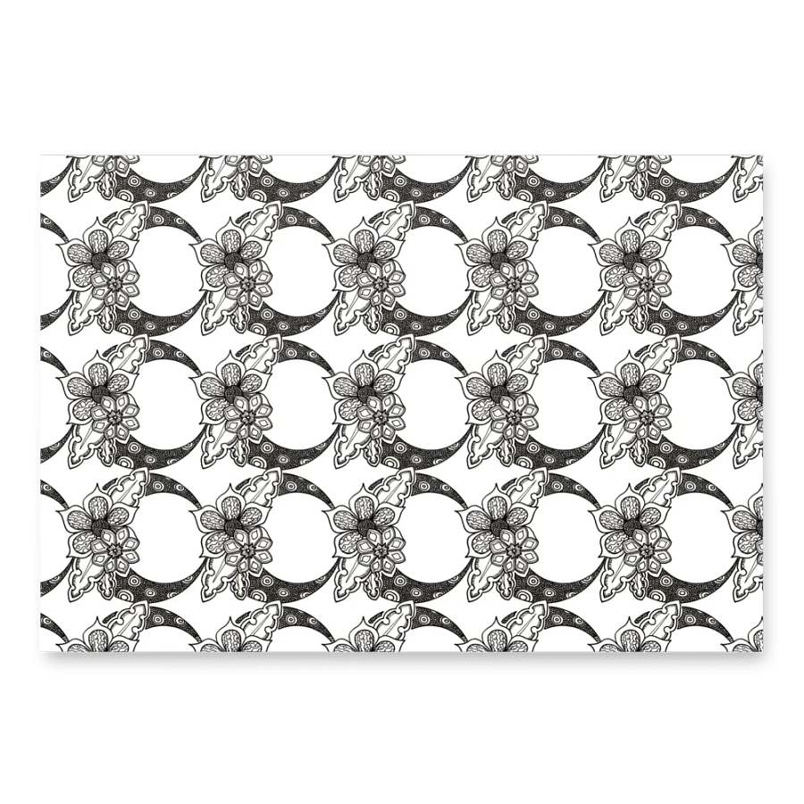 Monochrome Floral Moon Wrapping Paper Set product image (1)