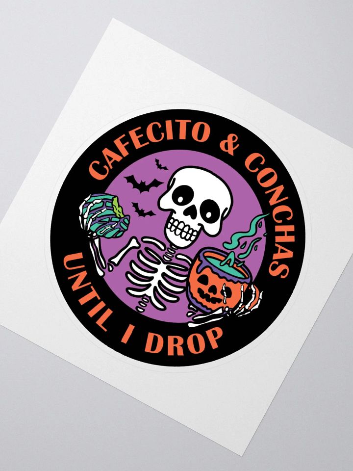 Cafecito and Conchas Halloween Skeleton Ghost Circle Sticker product image (2)