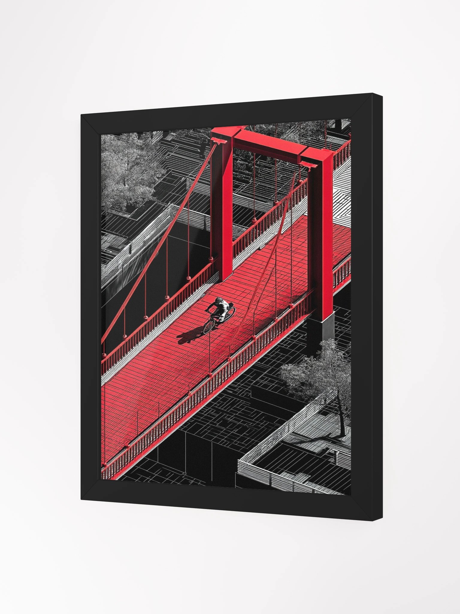 Red Bridge Passage Framed Matte Wall Art Canvas product image (4)