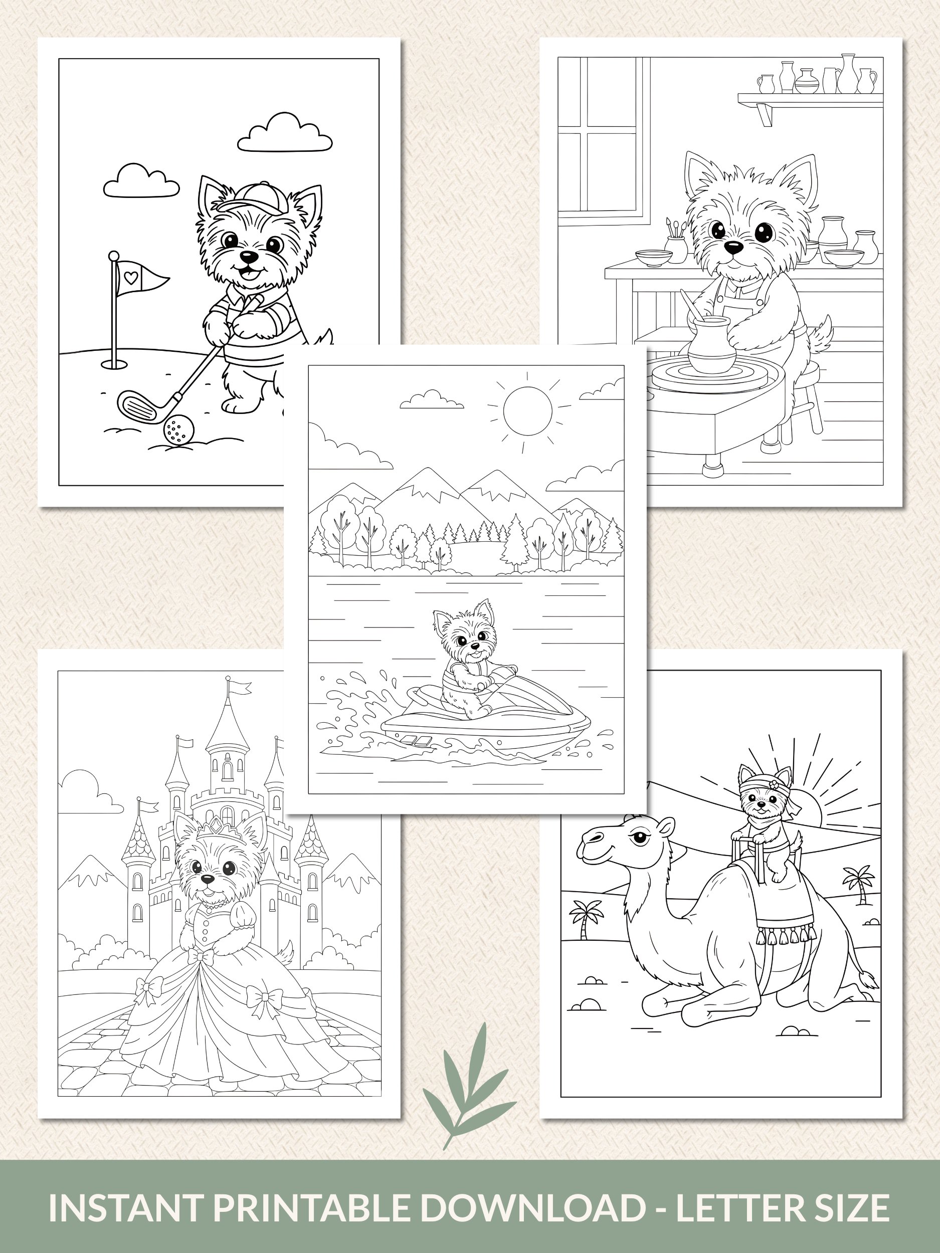 Printable Cute Yorkie Dog Fantasy Adventures Coloring Pages Volume 2 – 25 Fun Designs product image (2)