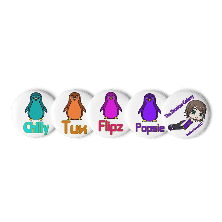 Penguins of Starfall (The Shadow Galaxy) Set of Pin Buttons product image (1)