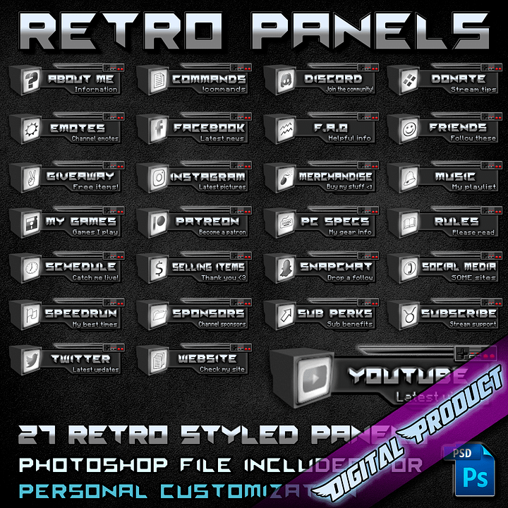 Twitch panels Retro - 27 variants included product image (1)