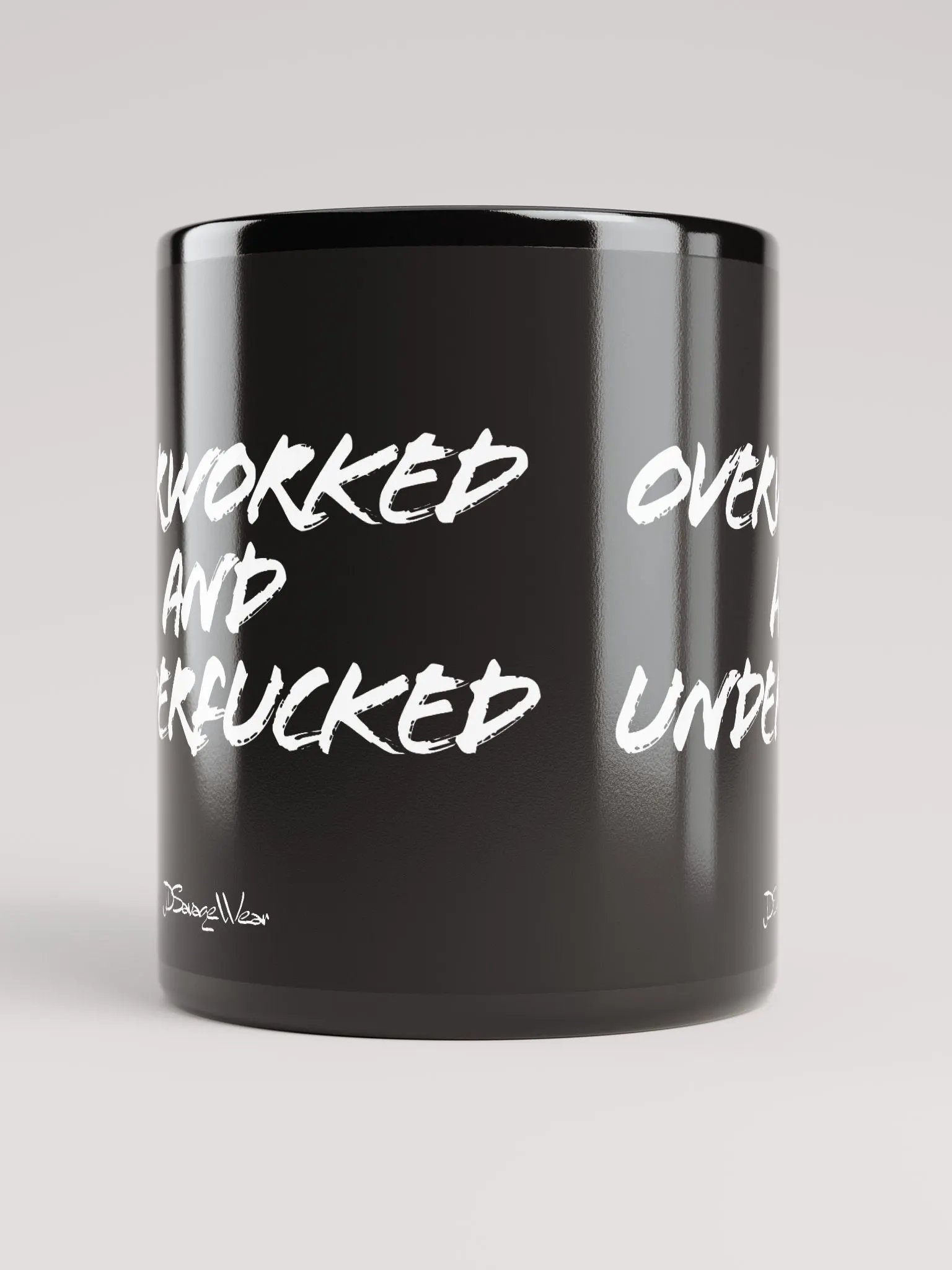 Overworked and UnderFucked Black Glossy Mug product image (5)