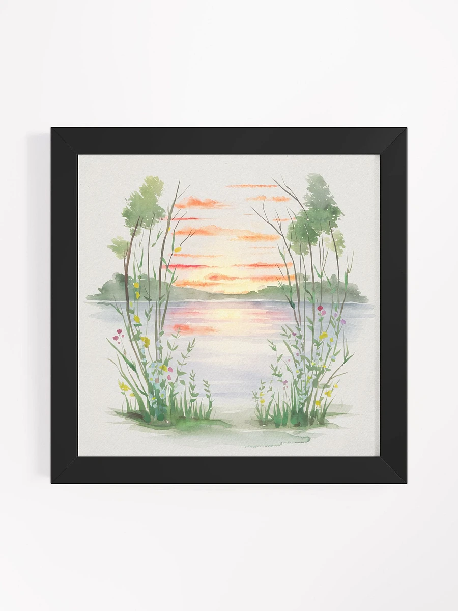 Reflective Waters Sunset Watercolor - Framed Poster product image (1)