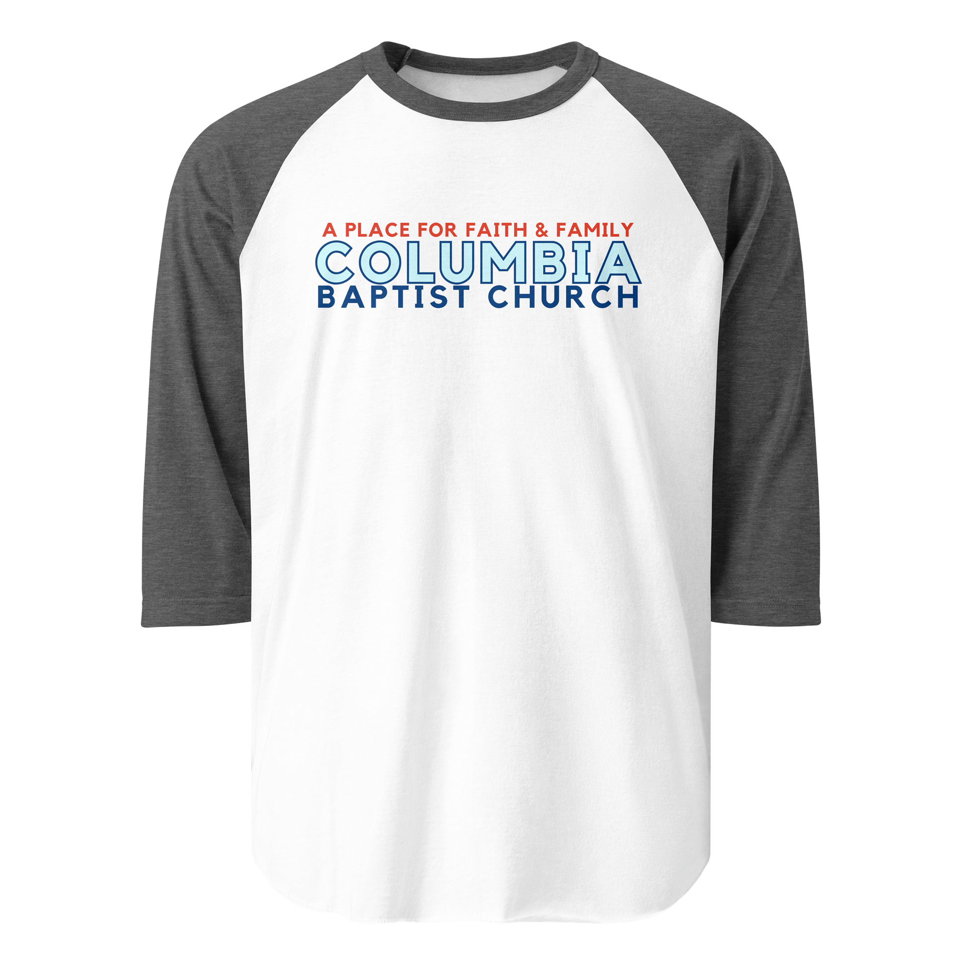 Simple Color Text "A Place For Faith & Family" - Tultex Fine Jersey Raglan Tee product image (4)