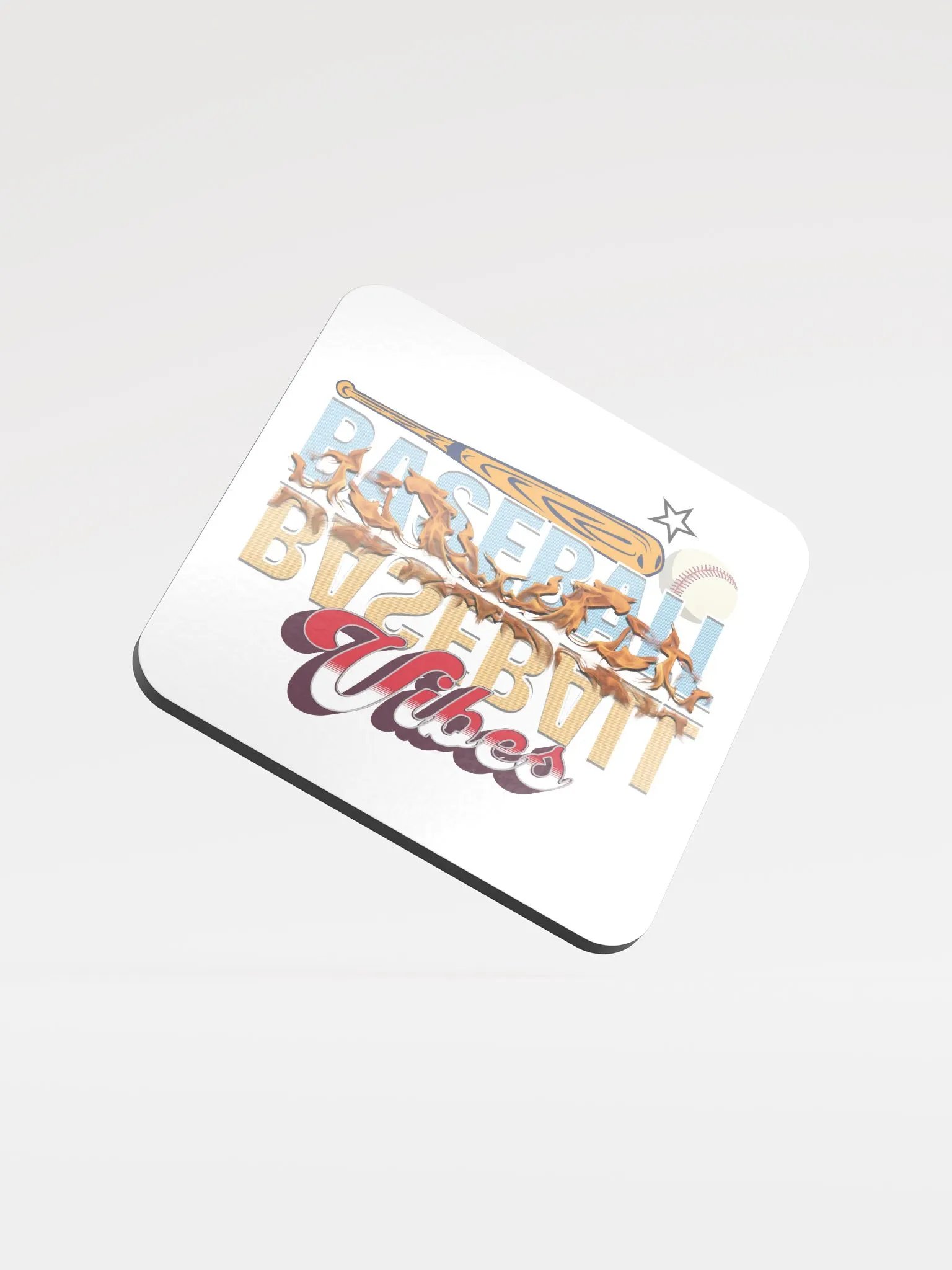 Baseball Flaming Vibes Cork Coaster product image (4)