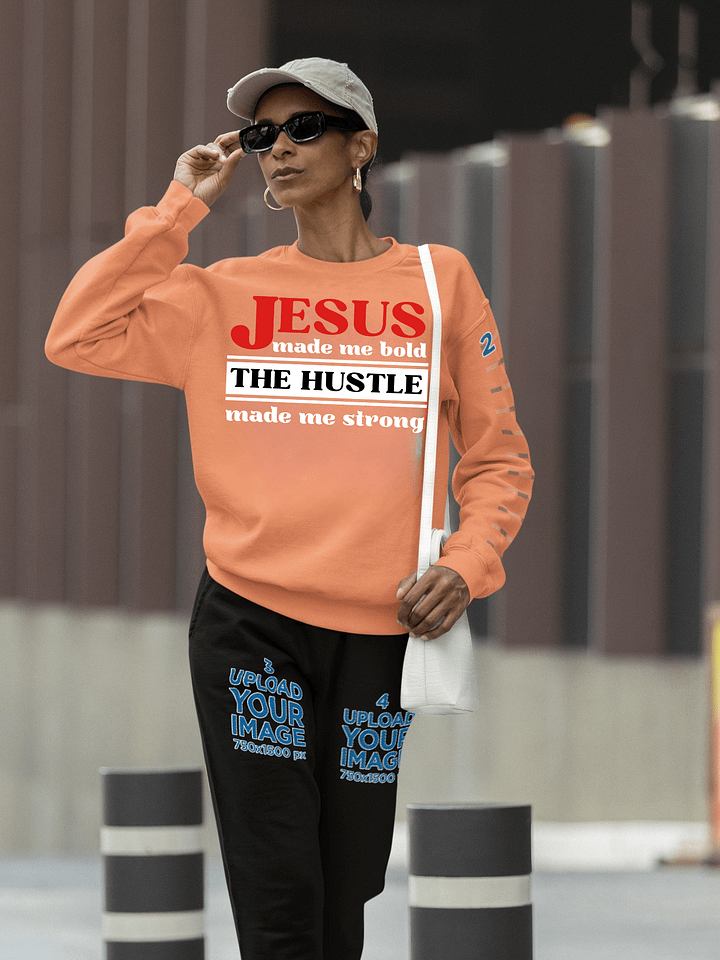 Jesus Made Me Bold The Hustle Made Me Strong Christian Sweater | Faith Over Fear Sweatshirt | Christian Motivation Apparel product image (1)