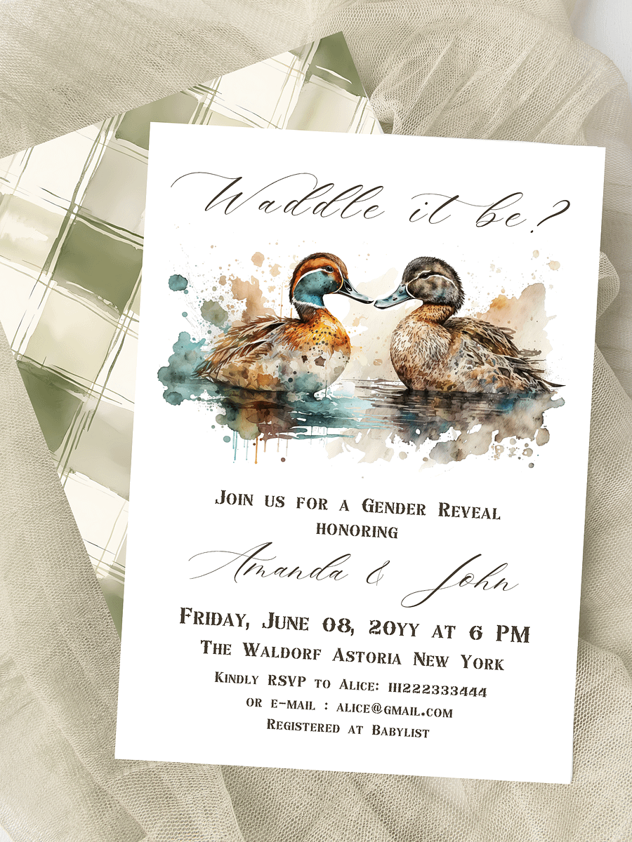 Waddle it Be Mallard Duck Gender Reveal Invitation product image (2)