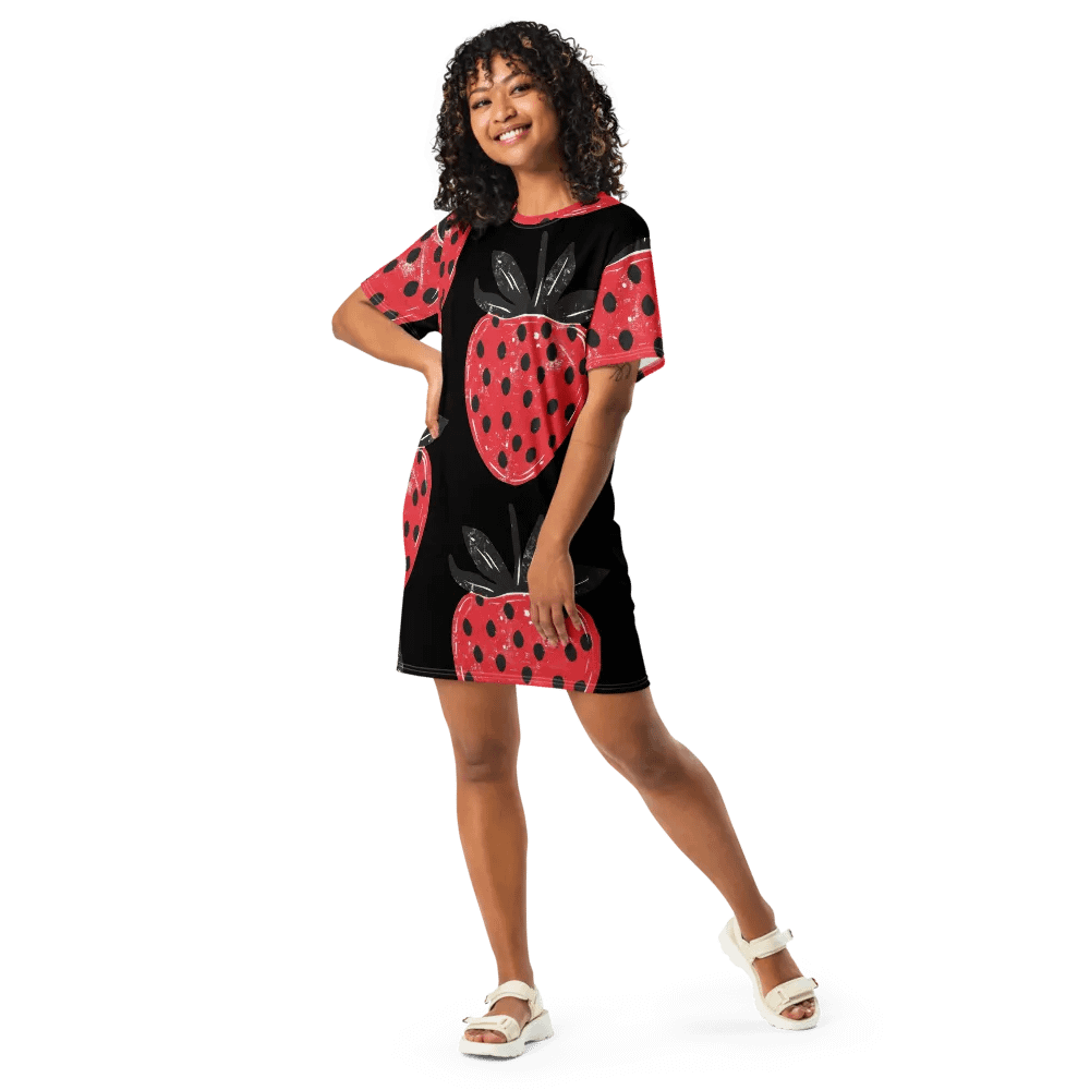 Strawberry Fields Delight Oversized T-Shirt Dress product image (2)