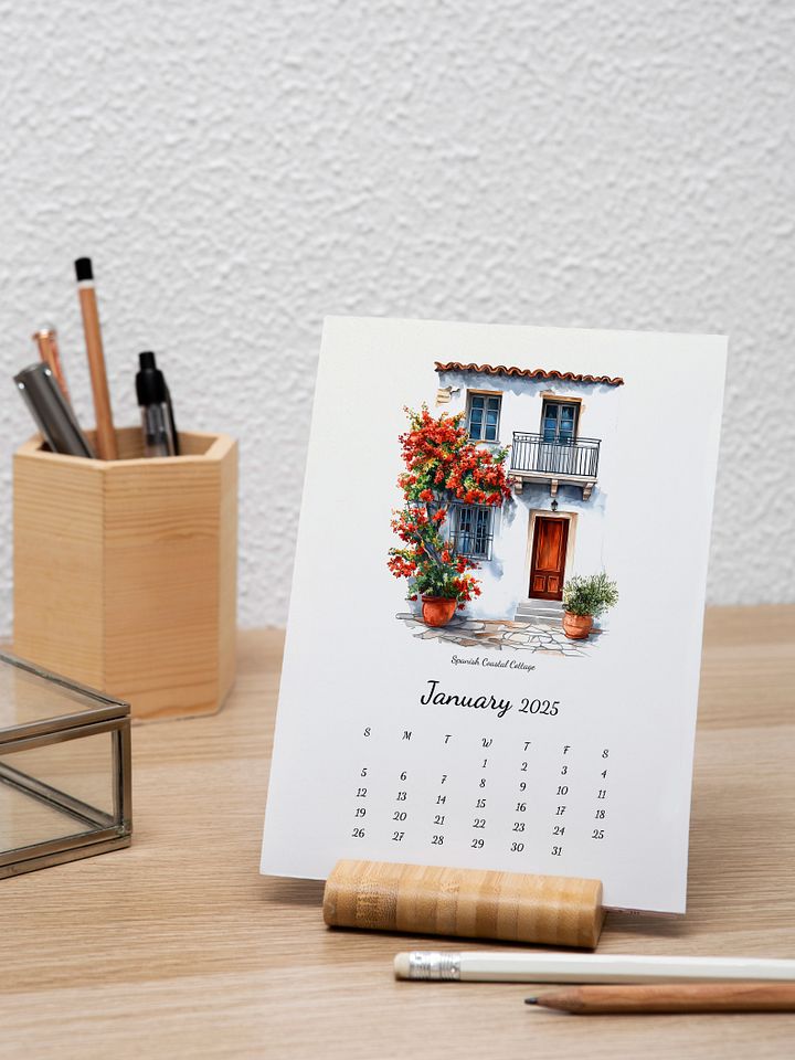 2025 Calendar For House Lovers | Minimal Watercolor Calendar | Wall Art | Minimal Digital Art | House Illustration | Home Decor | Gift Idea product image (1)
