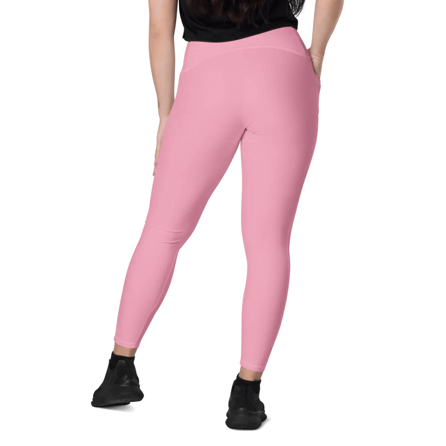 Plain Bubblegum Pink Soft Summer Women's High Waisted Premium Crossover Leggings with Pockets by Treasure Pie product image (9)