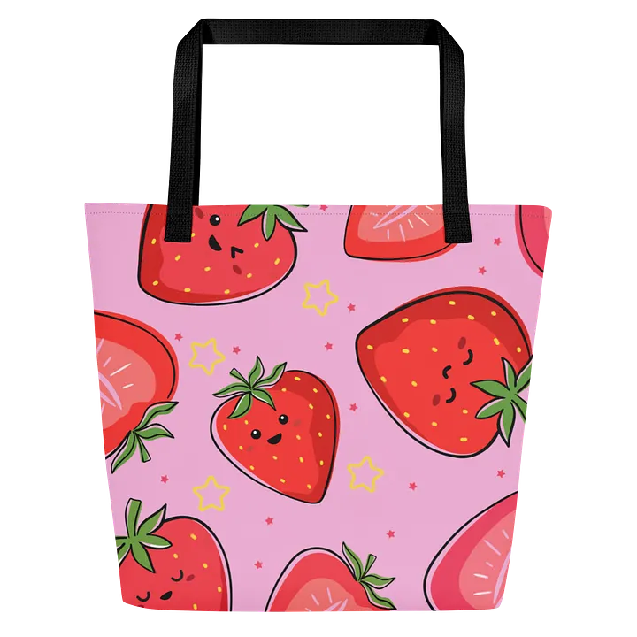 Whimsical Strawberry Tote Bag – Cute All-Over Print Fruit Bag, Aesthetic Accessory for Cottagecore & Nature Lovers product image (1)