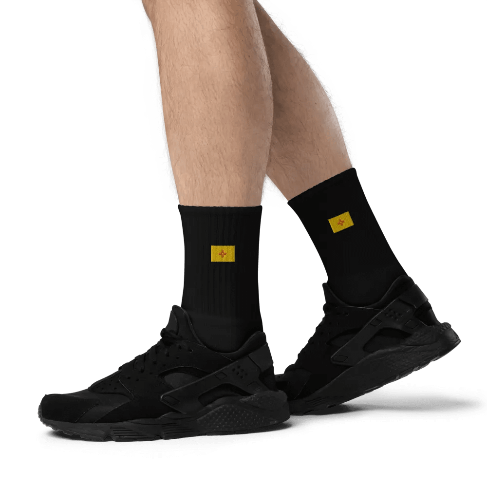 "New Mexico" Zia Sun Symbol Embroidered Crew Socks product image (6)
