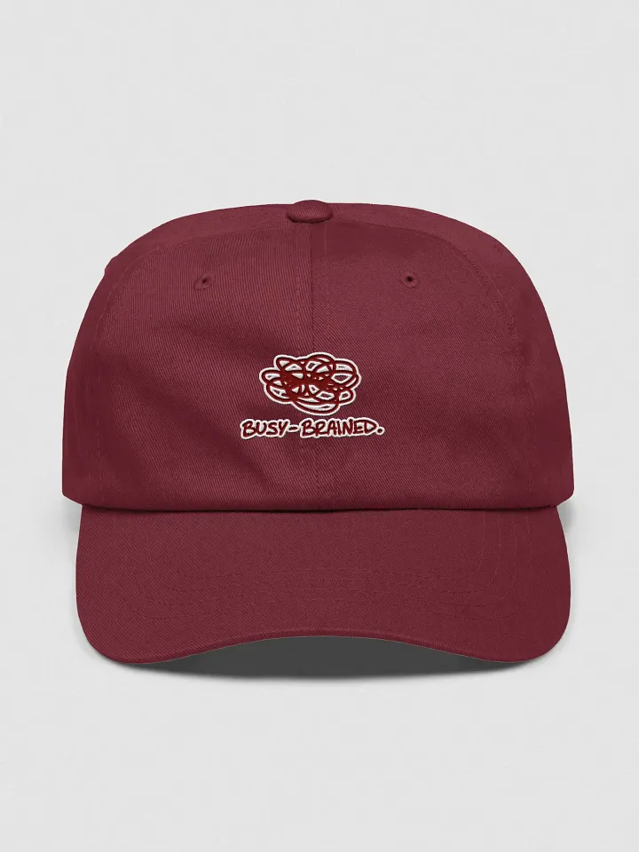 BUSY-BRAINED (maroon + white lined design) classic dad hat product image (9)