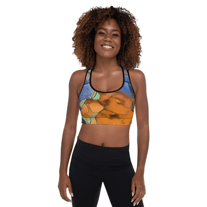 Beach Design - Yellow-Green-Blue - All-Over Print Padded Sports Bra product image (2)