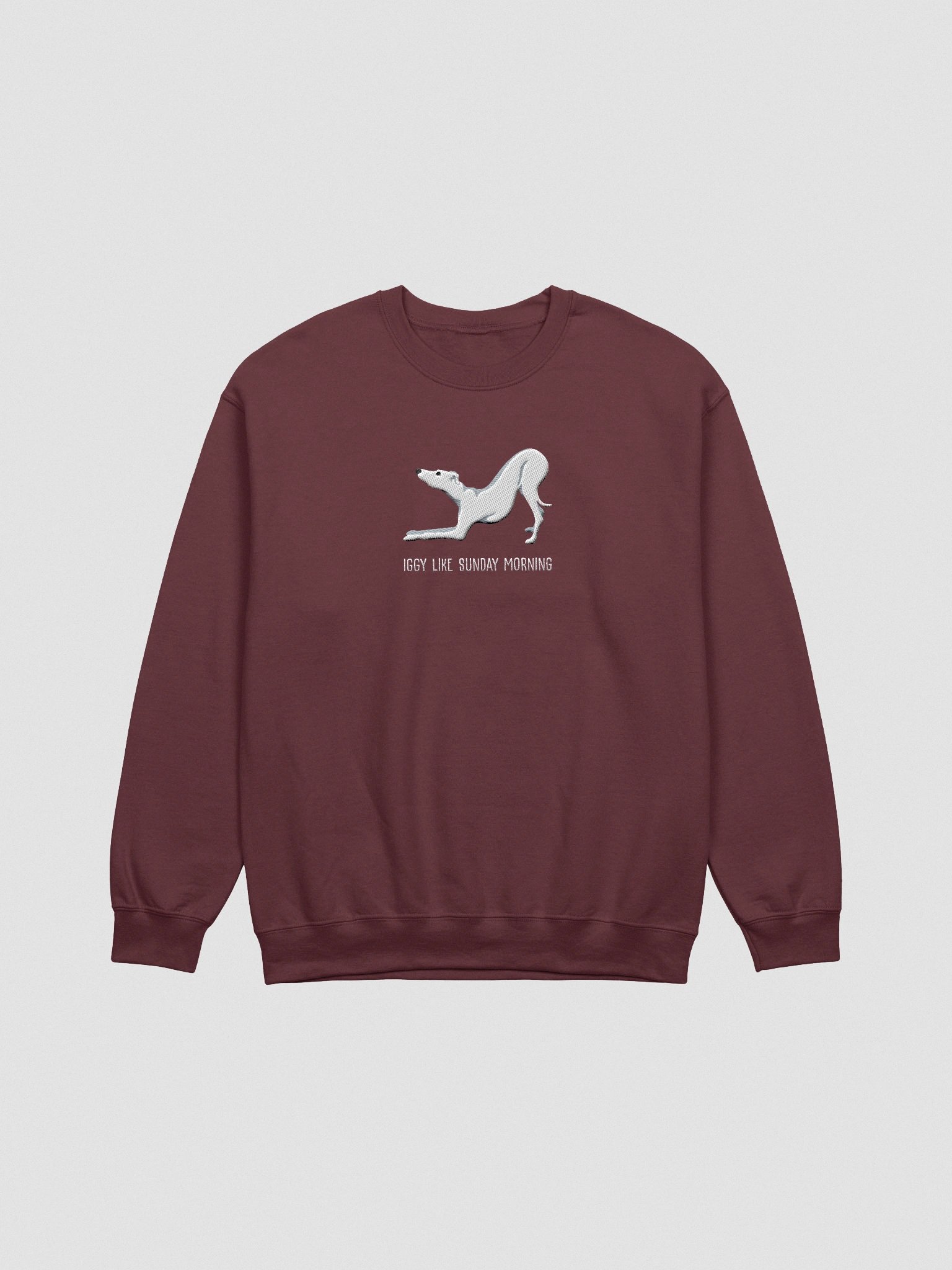 Iggy Like Sunday Morning Sweatshirt (Embroidered) of an Italian Greyhound(White) product image (4)