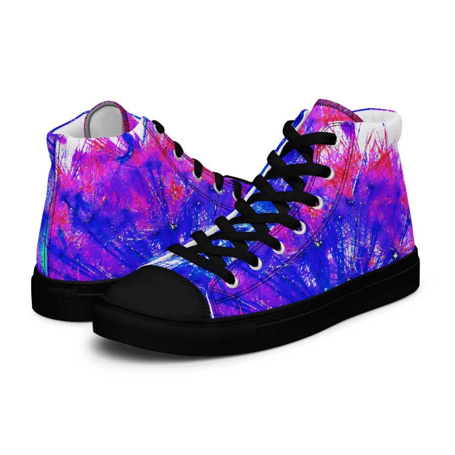 Abstract Bright Neon Dandelion Seeds Women's Canvas High Top Shoes product image (10)