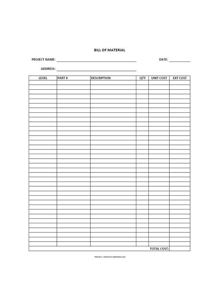 Bill of Material Style 01 – PDF Print product image (2)